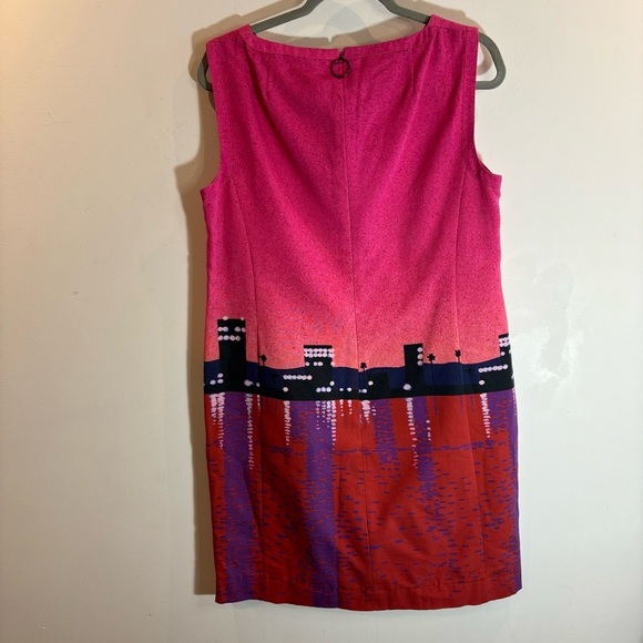 AKRIS PUNTO Sz 14 Sunset City Crew Neck Lined Pockets Over the Knee Zipper Dress - Picture 5 of 8